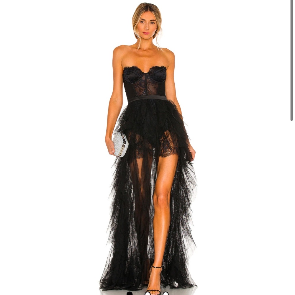 X REVOLVE BUSTIER GOWN IN BLACK